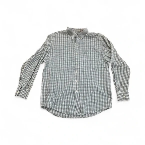 Men's XL Izod Shirt Blue Green Plaid Long Sleeve Button Down - Picture 3 of 10